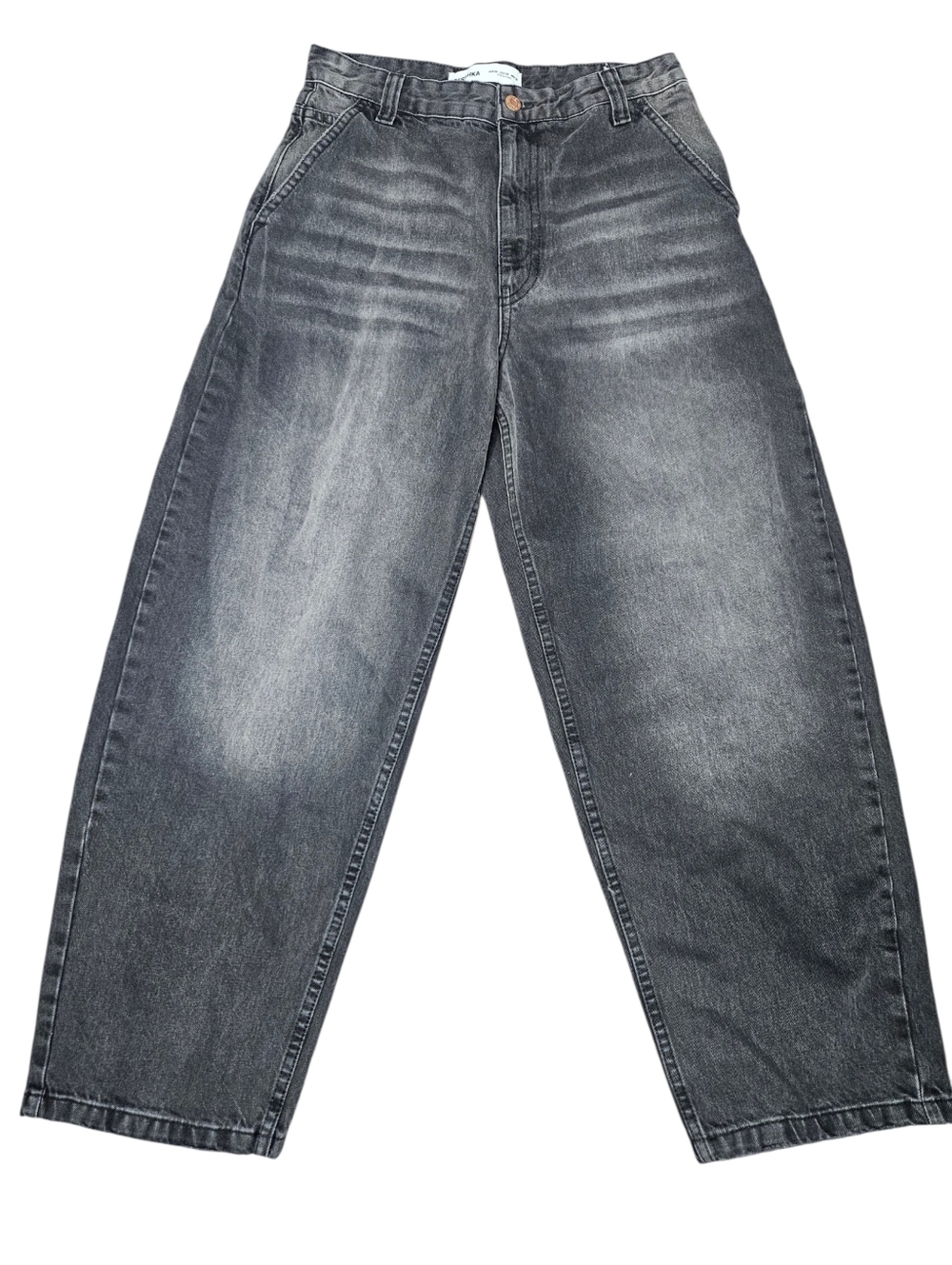 Bershka Wide Leg Jeans Charcoal Sz 30 Skater Y2K